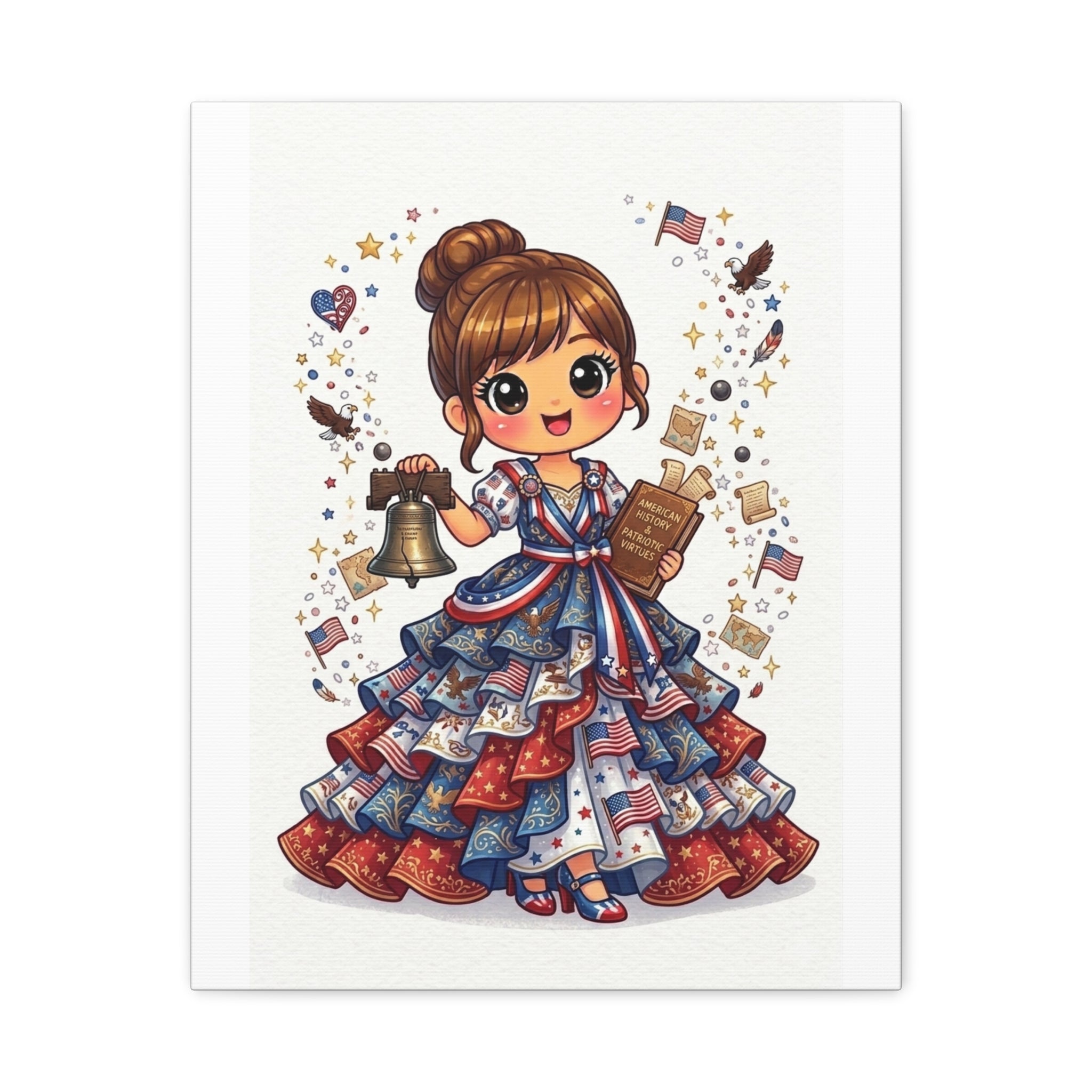 Patriotic Girl Canvas Print — Fourth of July Americana Wall Art