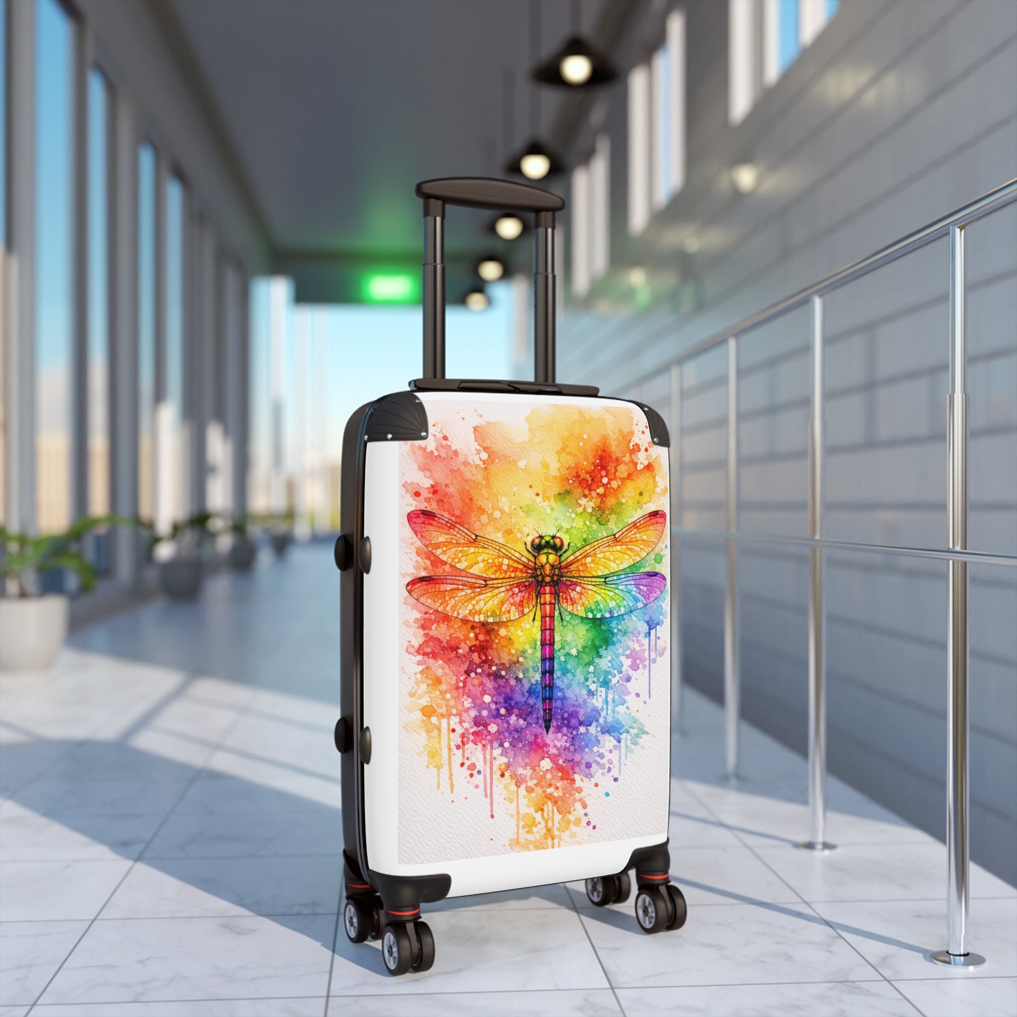 Dragonfly Carry-On Suitcase — Colorful Watercolor Travel Luggage