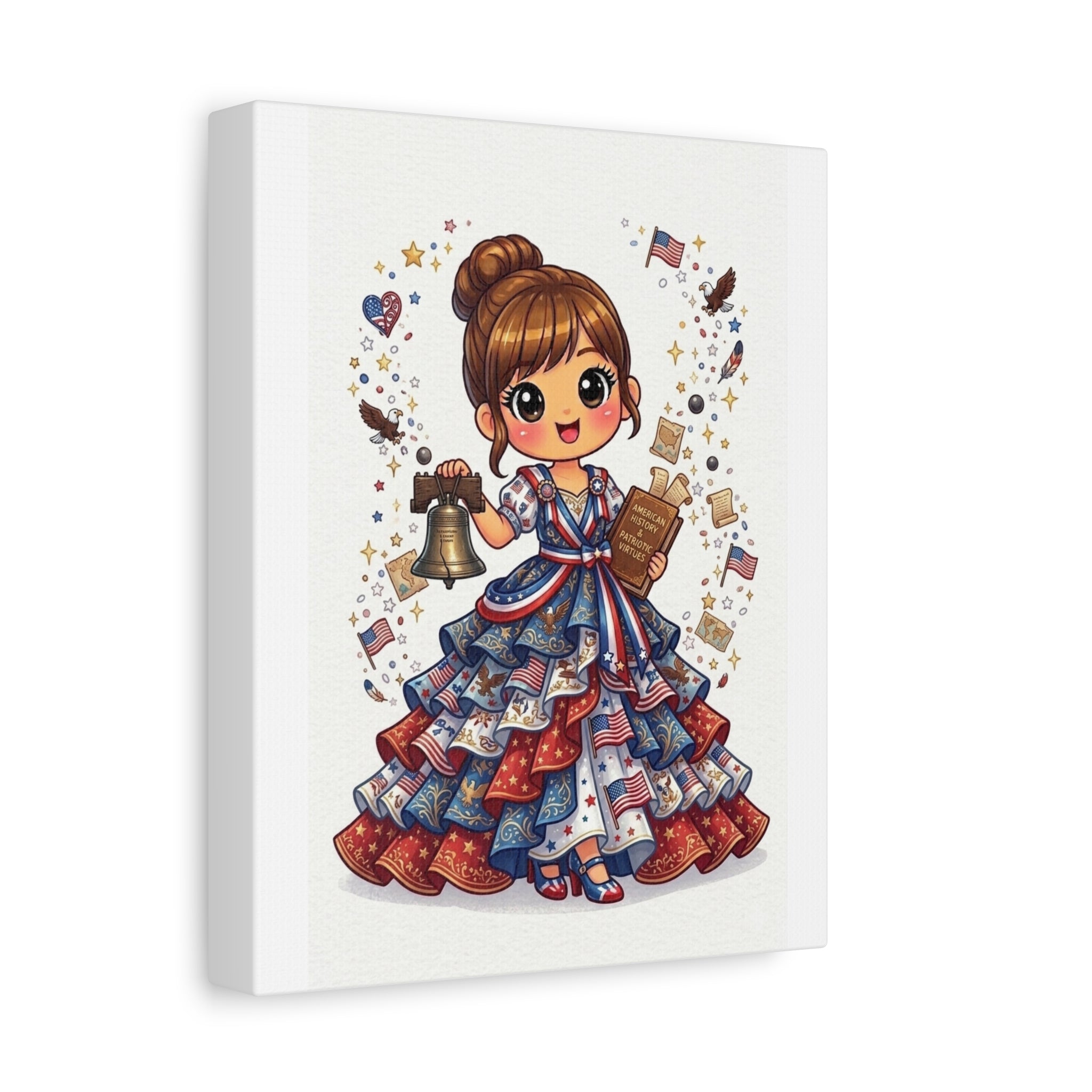 Patriotic Girl Canvas Print — Fourth of July Americana Wall Art