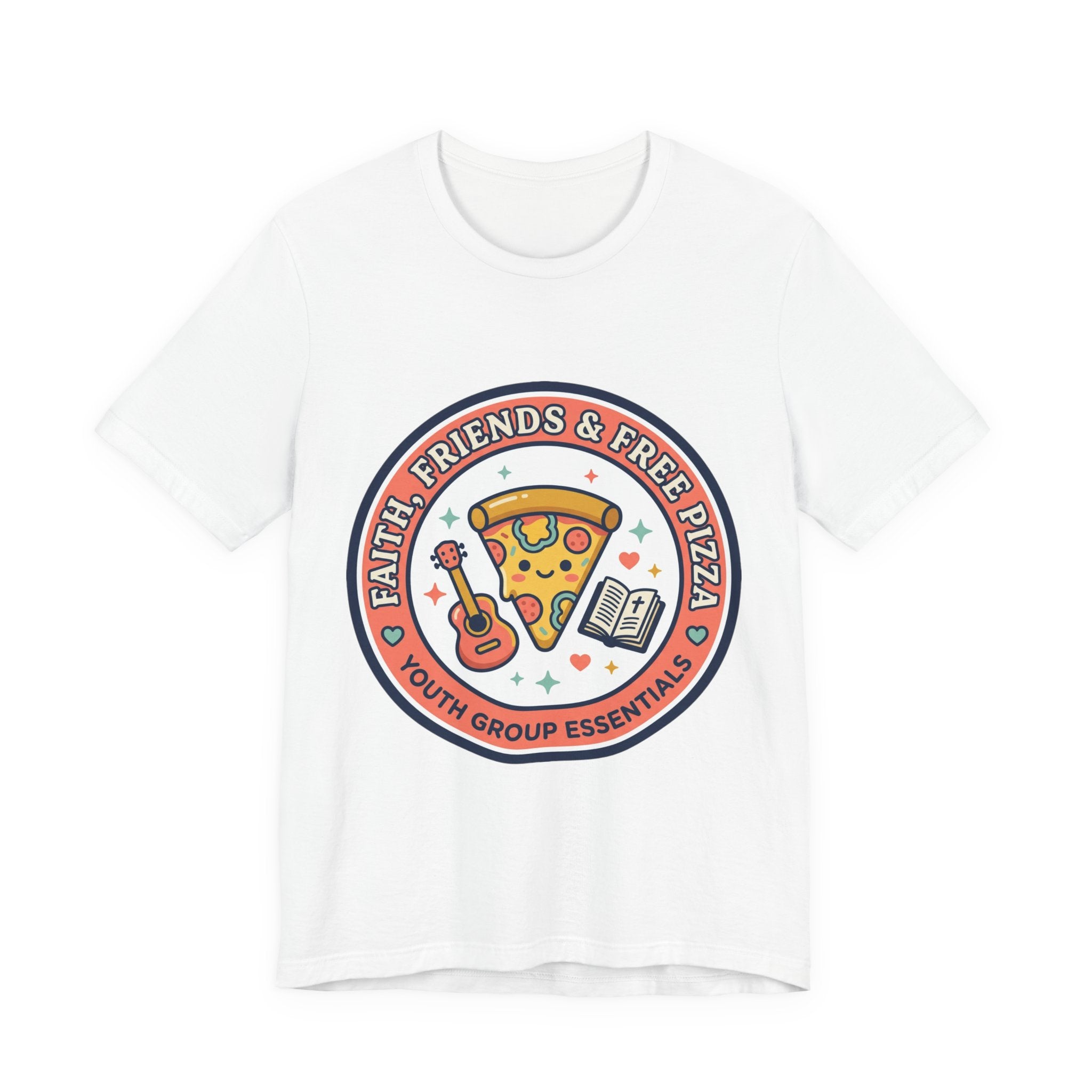 Faith, Friends & Free Pizza Tee | Christian memes, church camp retro tee