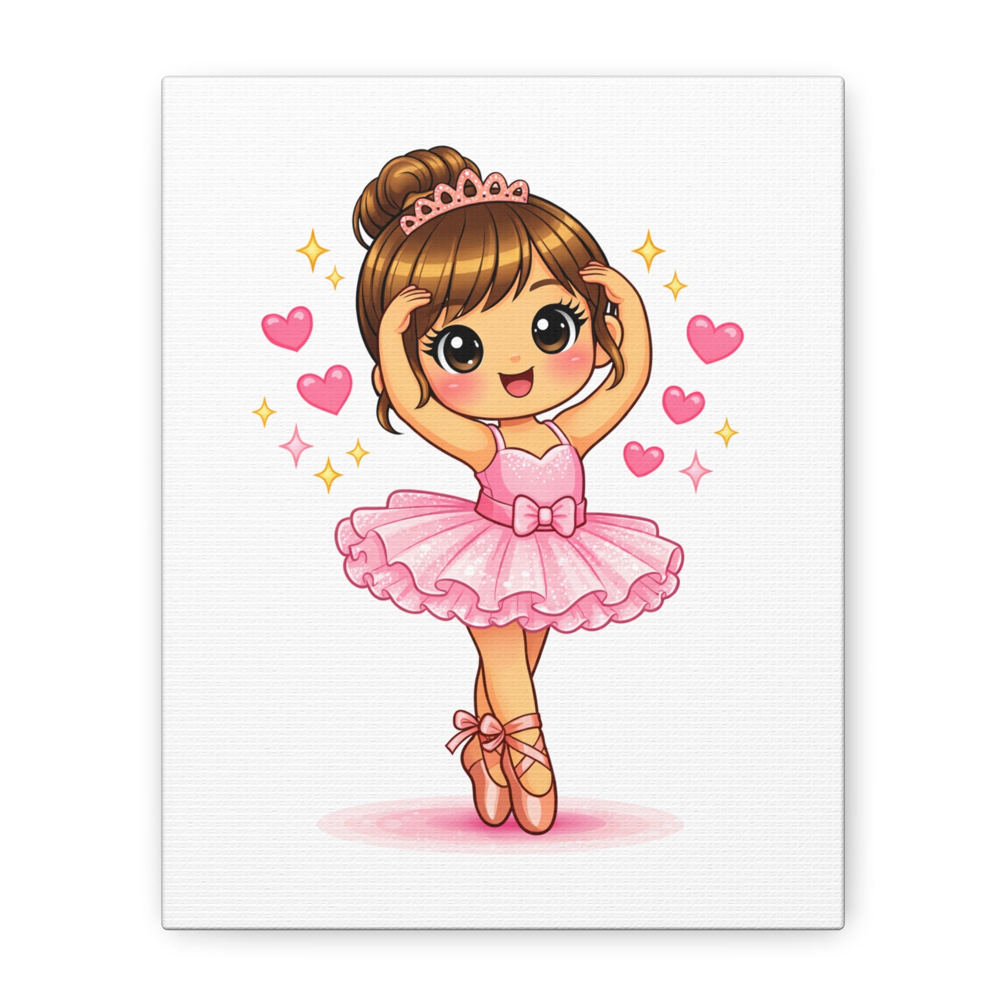 Cute Pink Ballerina Canvas Wall Art — Adorable Little Dancer Print for Girls’ Room