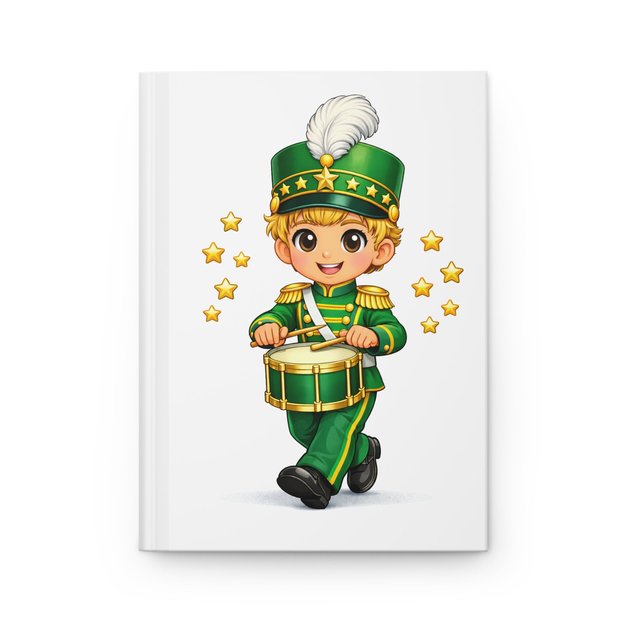 Drum Major Boy Hardcover Journal — Cute Marching Band Music Notebook