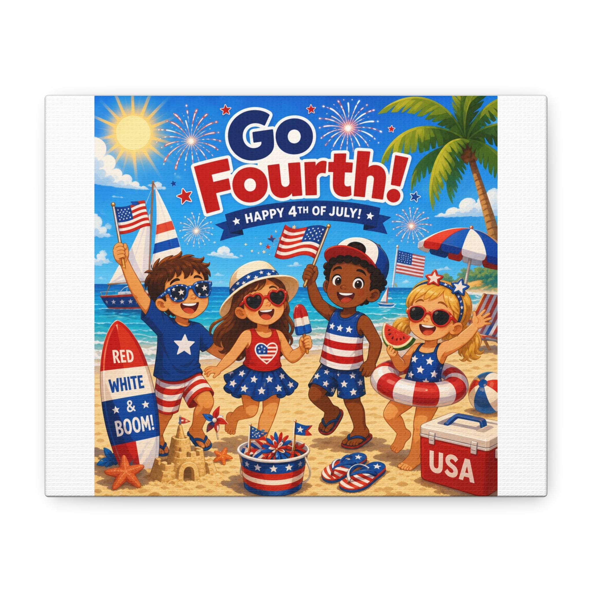 Go Fourth! 4th of July Kids Beach Canvas