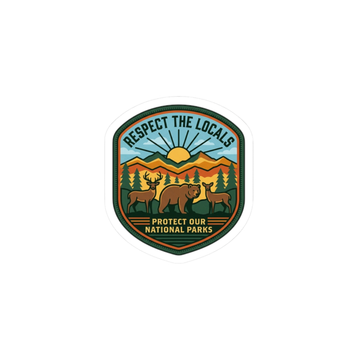 Respect the Locals Protect Our National Parks Sticker | vintage souvenir, hiking