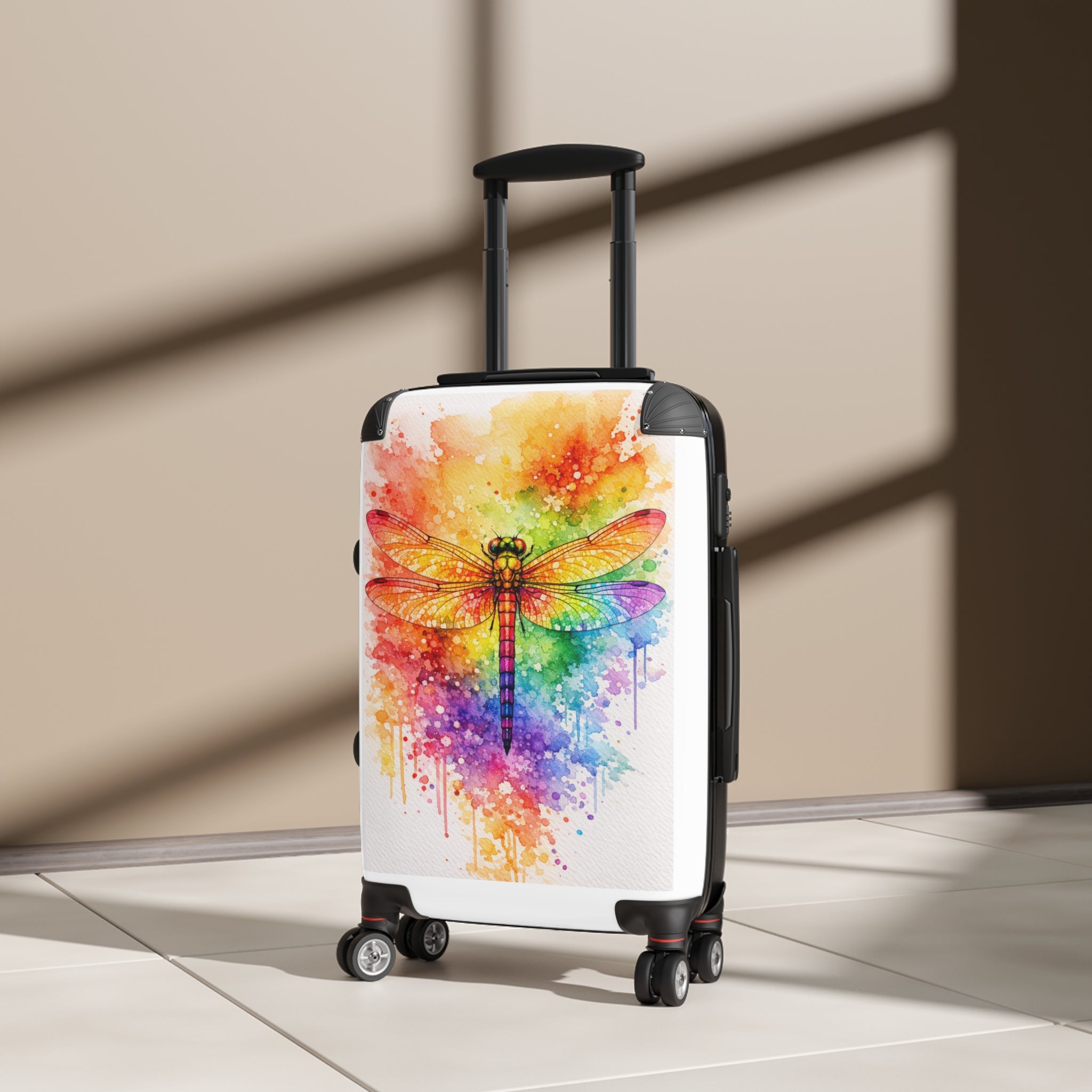 Dragonfly Carry-On Suitcase — Colorful Watercolor Travel Luggage