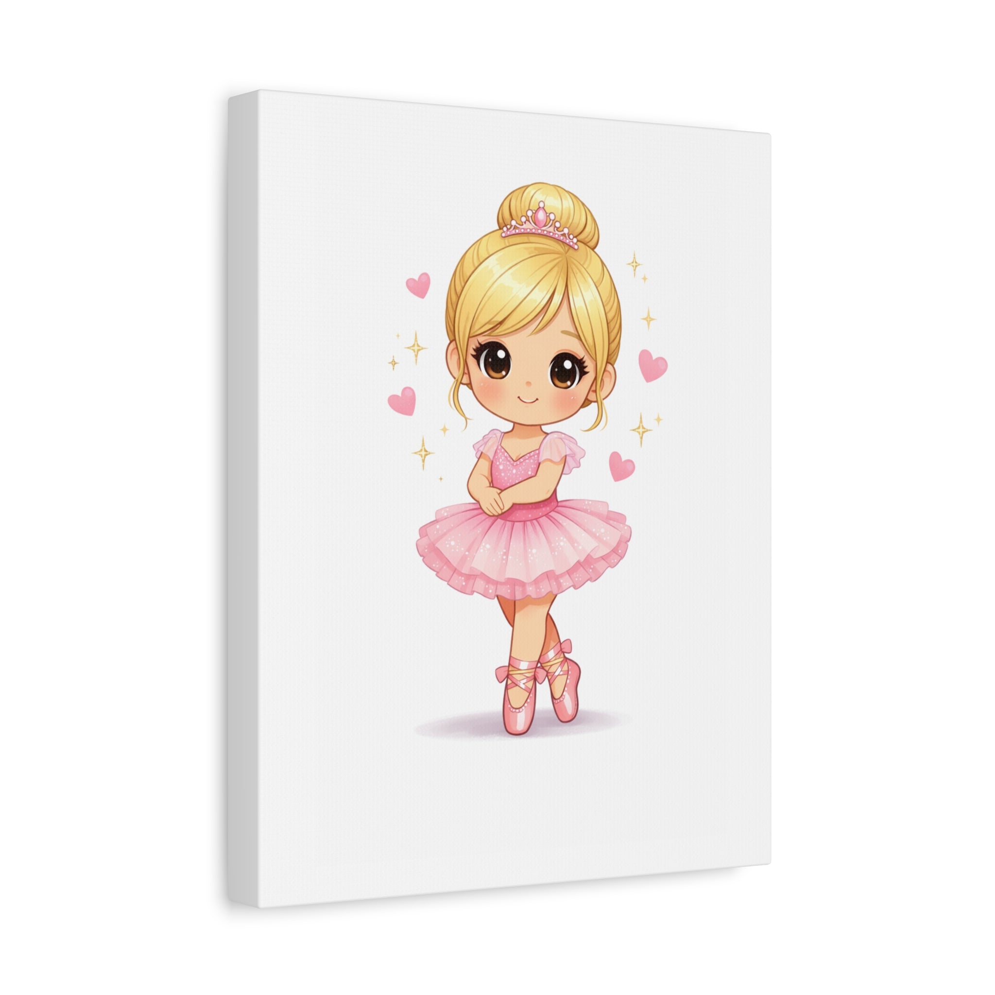 Cute Little Ballerina Canvas Print — Pink Princess Ballet Wall Art