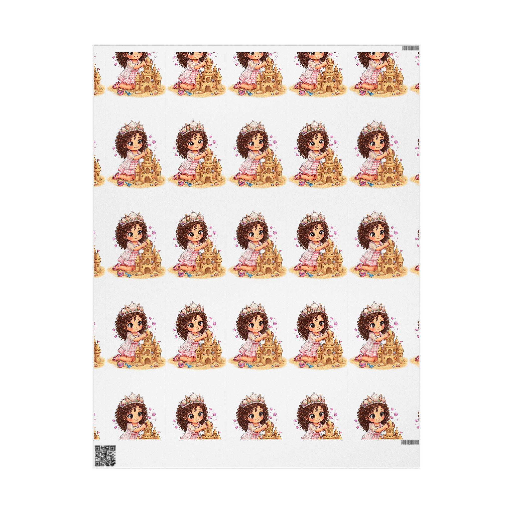 Wrapping Paper — Cute Girl with Flowers Pattern, Floral Gift Wrap for Birthdays & Baby Showers