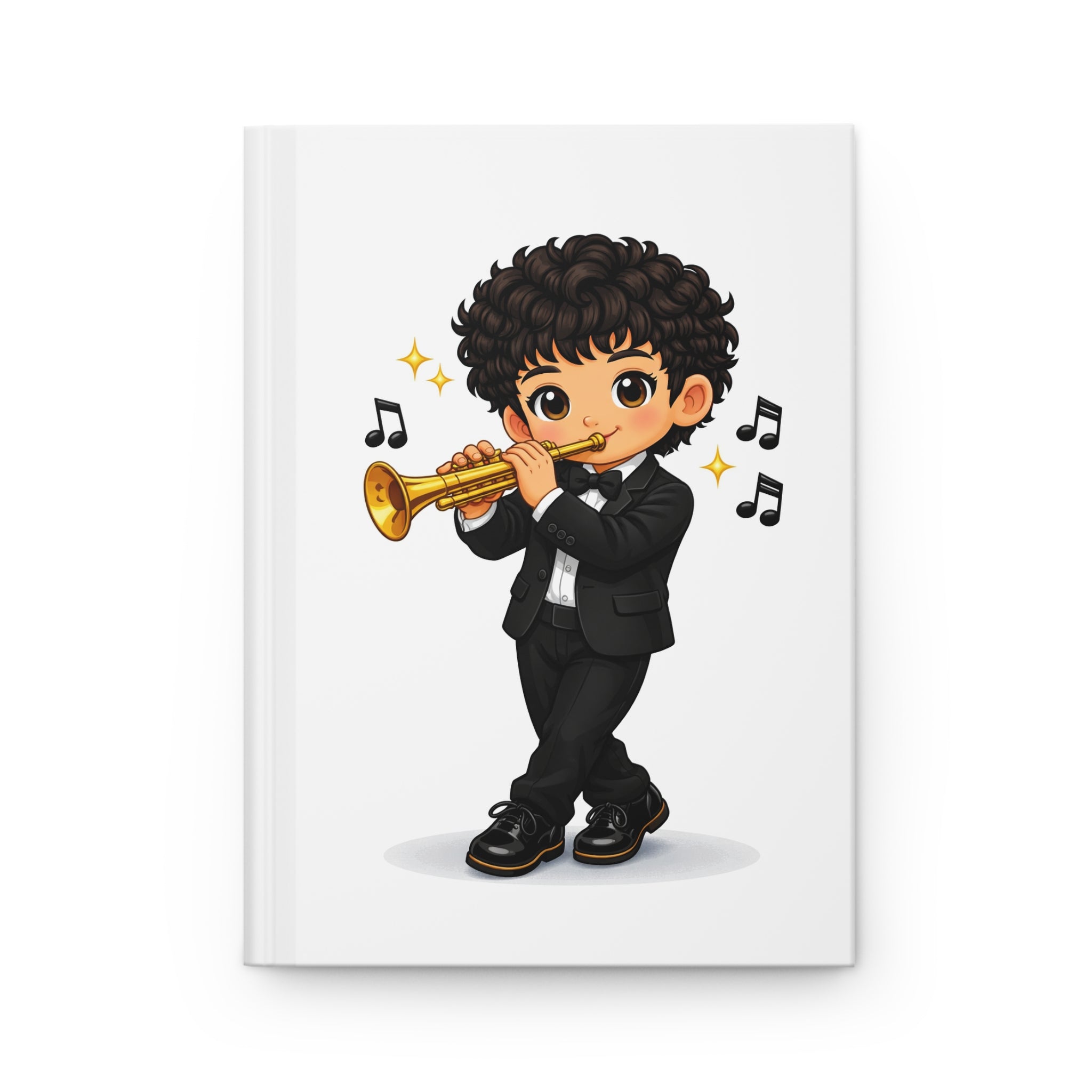 Trumpet Player Hardcover Journal — Cute Boy Musician Notebook for Music Students & Gifts