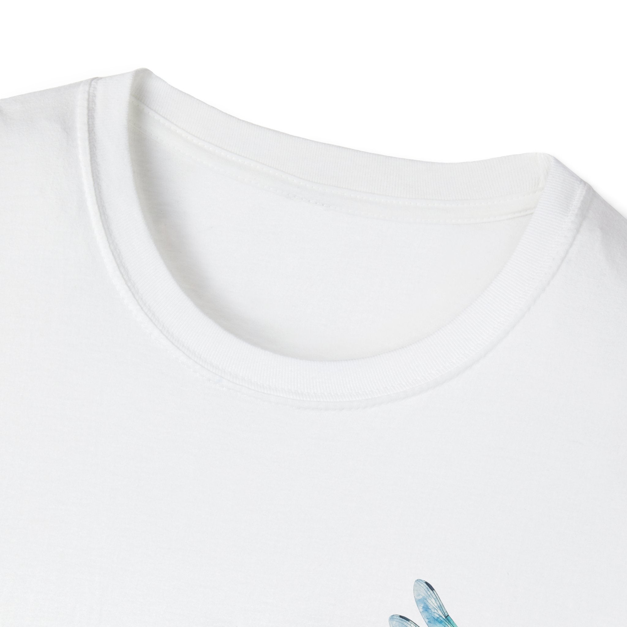Dragonfly Accent T-Shirt — Watercolor Blue Dragonfly Chest Print