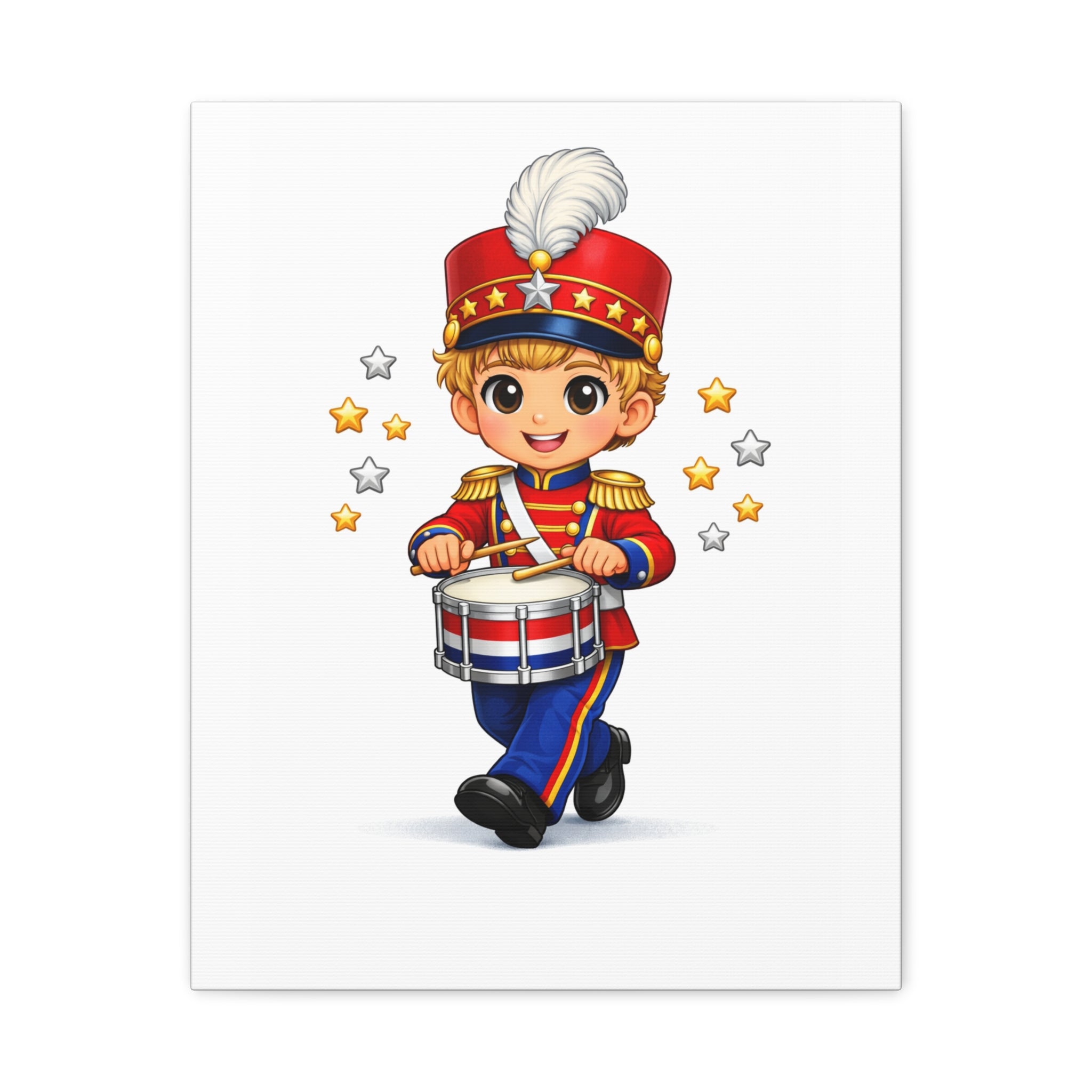 Marching Band Drummer Canvas Wall Art — Cute Boy Parade Drumline Print