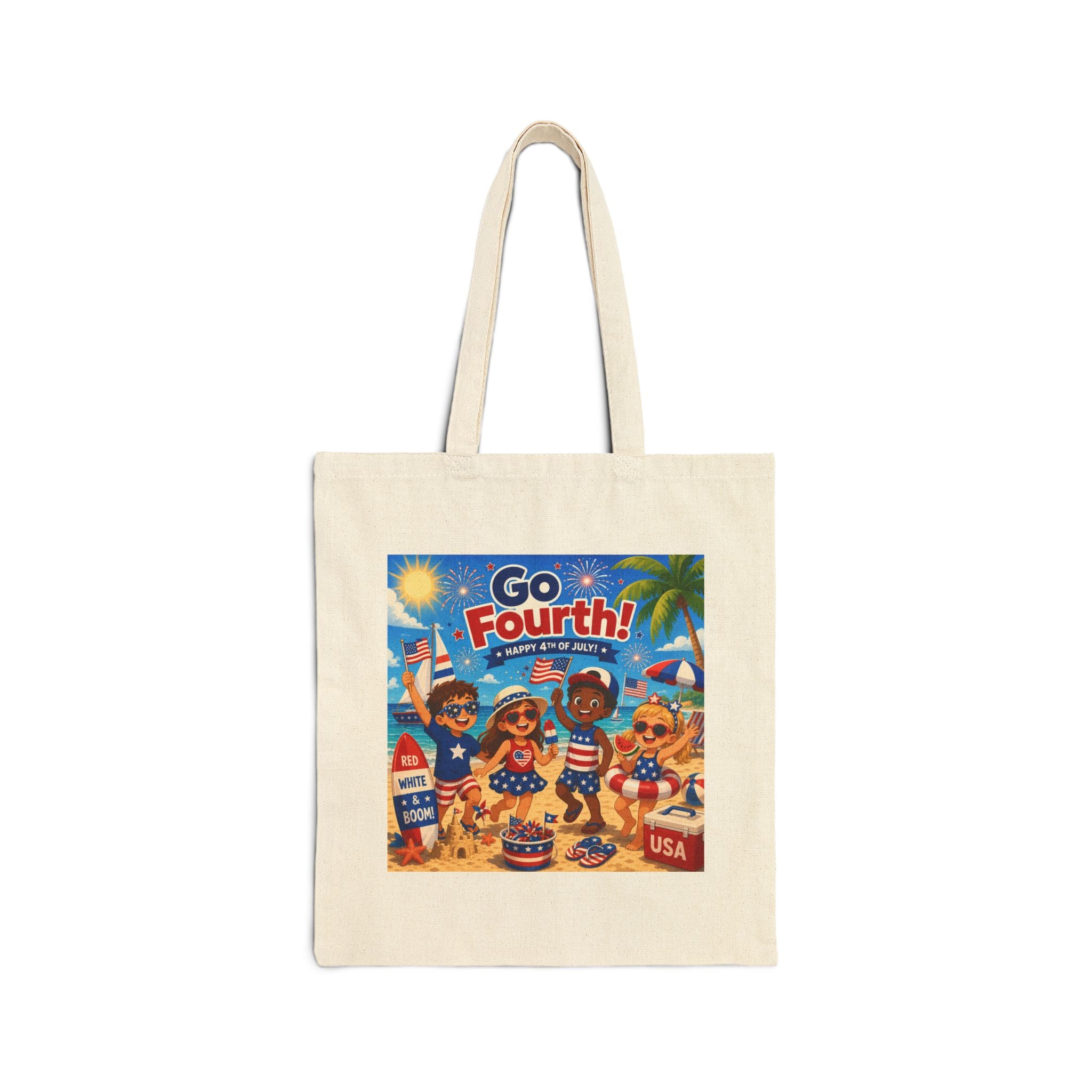 Go Fourth! Patriotic 4th of July Canvas Tote Bag