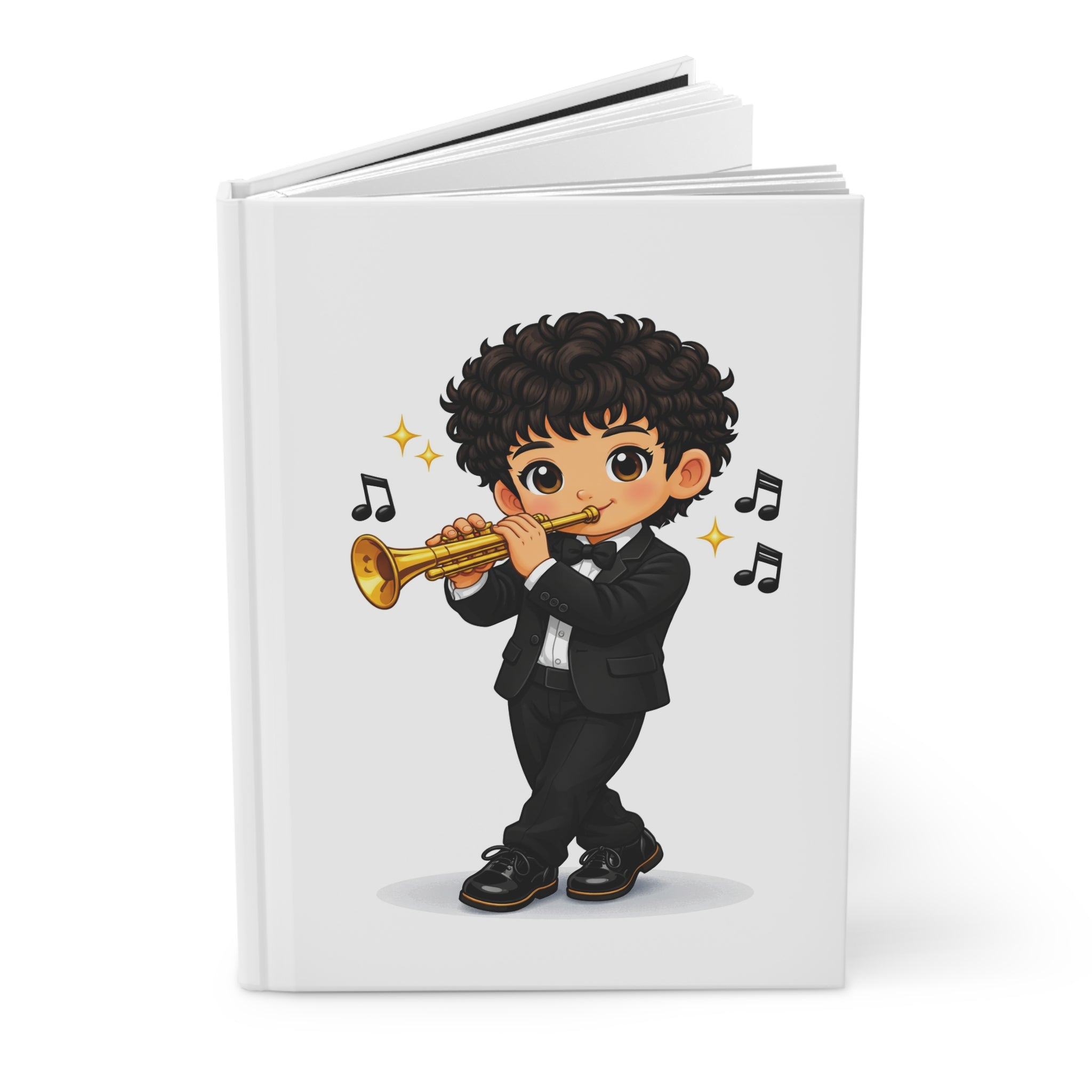 Trumpet Player Hardcover Journal — Cute Boy Musician Notebook for Music Students & Gifts