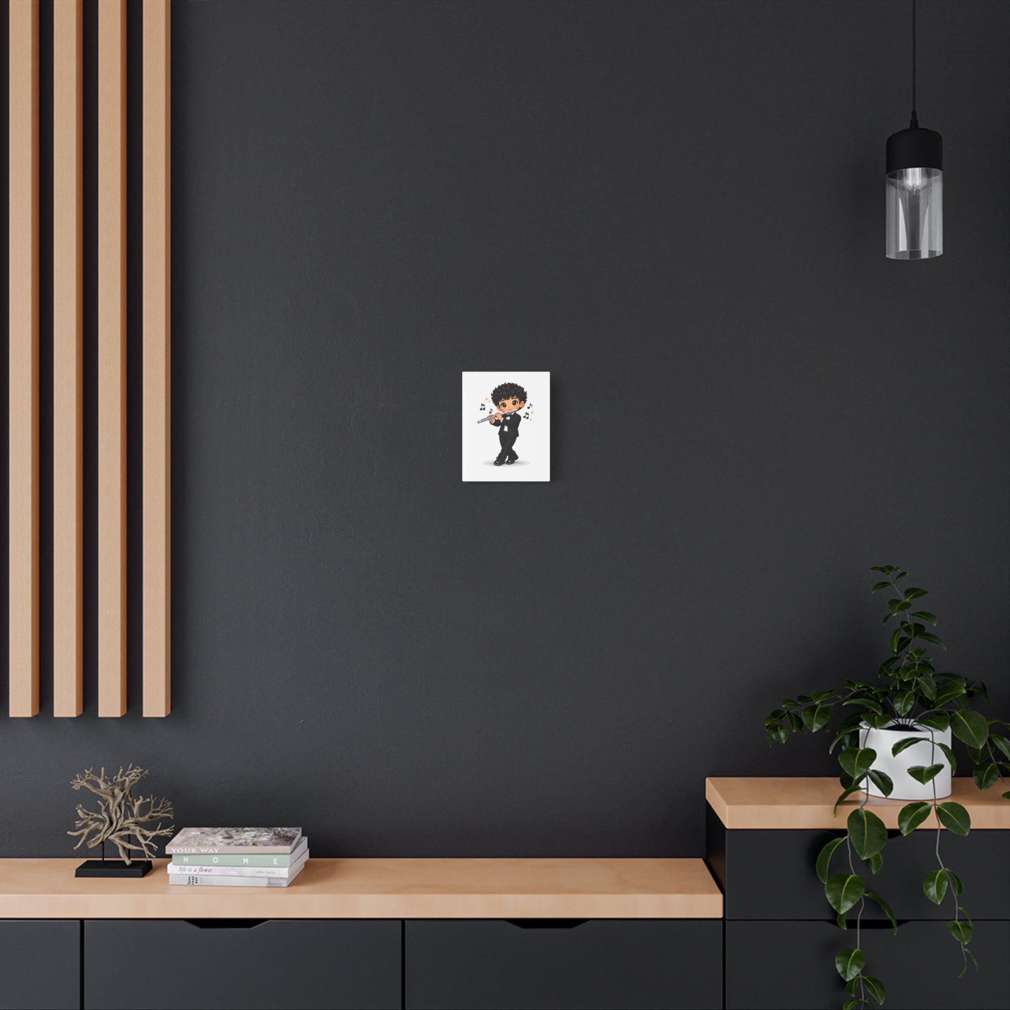 Cute Flute Player Canvas Print – Chibi Musician Wall Art (Matte Stretched)