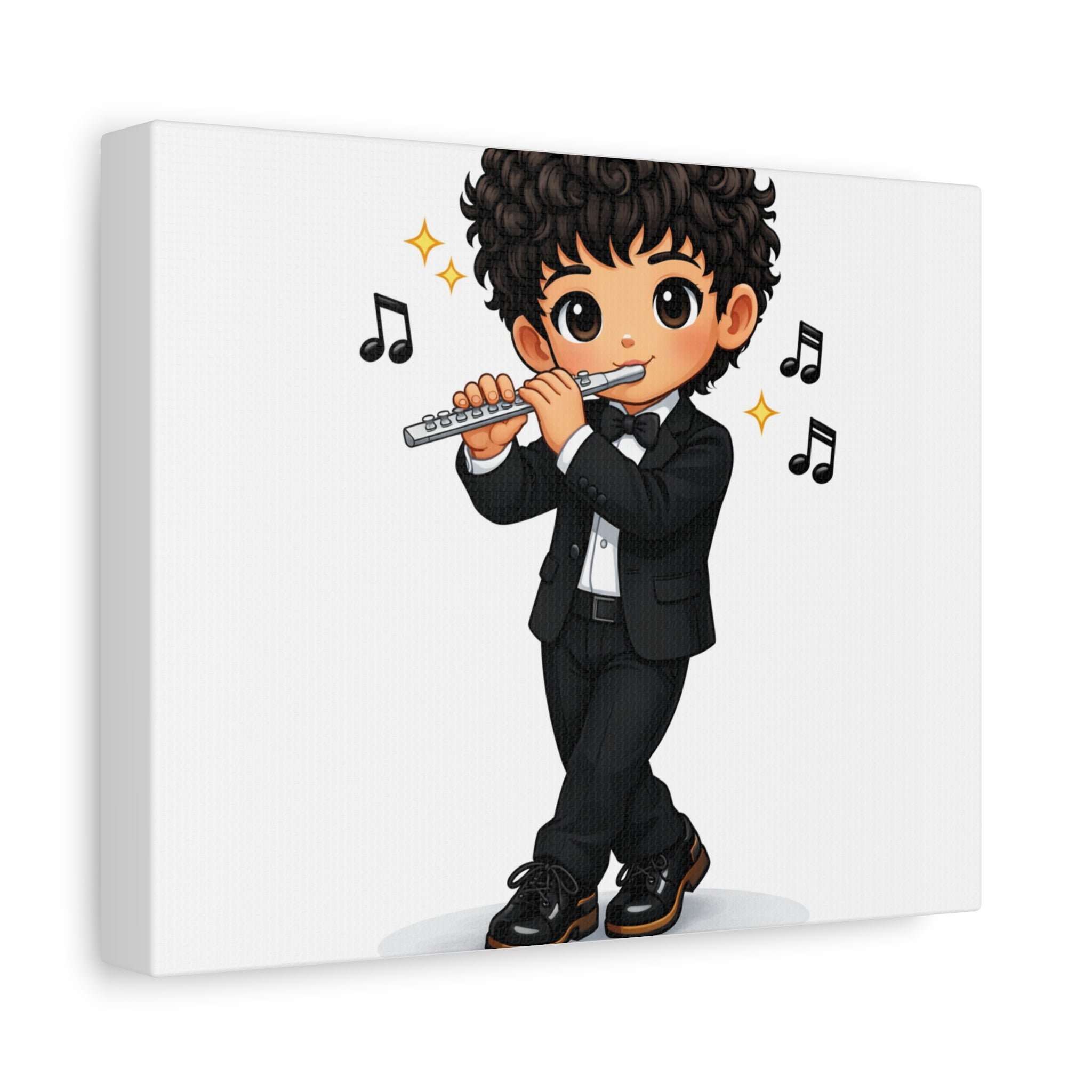 Flute Player Chibi Canvas Art — Cute Musician Wall Decor