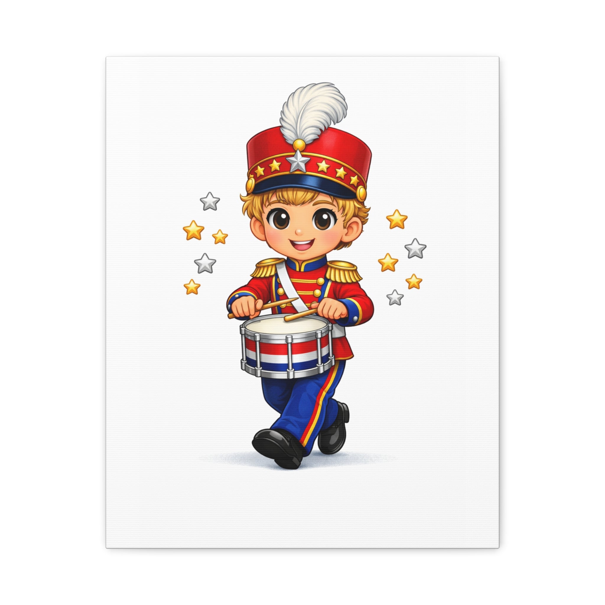 Drummer Boy Canvas Print — Cute Marching Band Nursery Wall Art