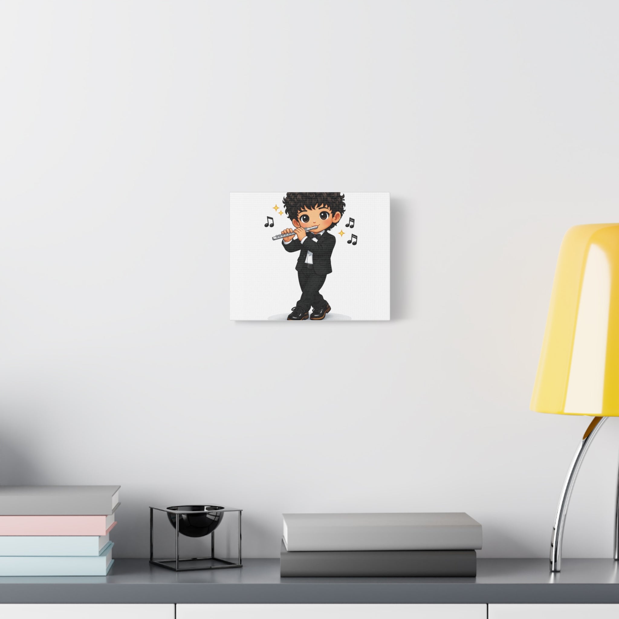 Flute Player Chibi Canvas Art — Cute Musician Wall Decor