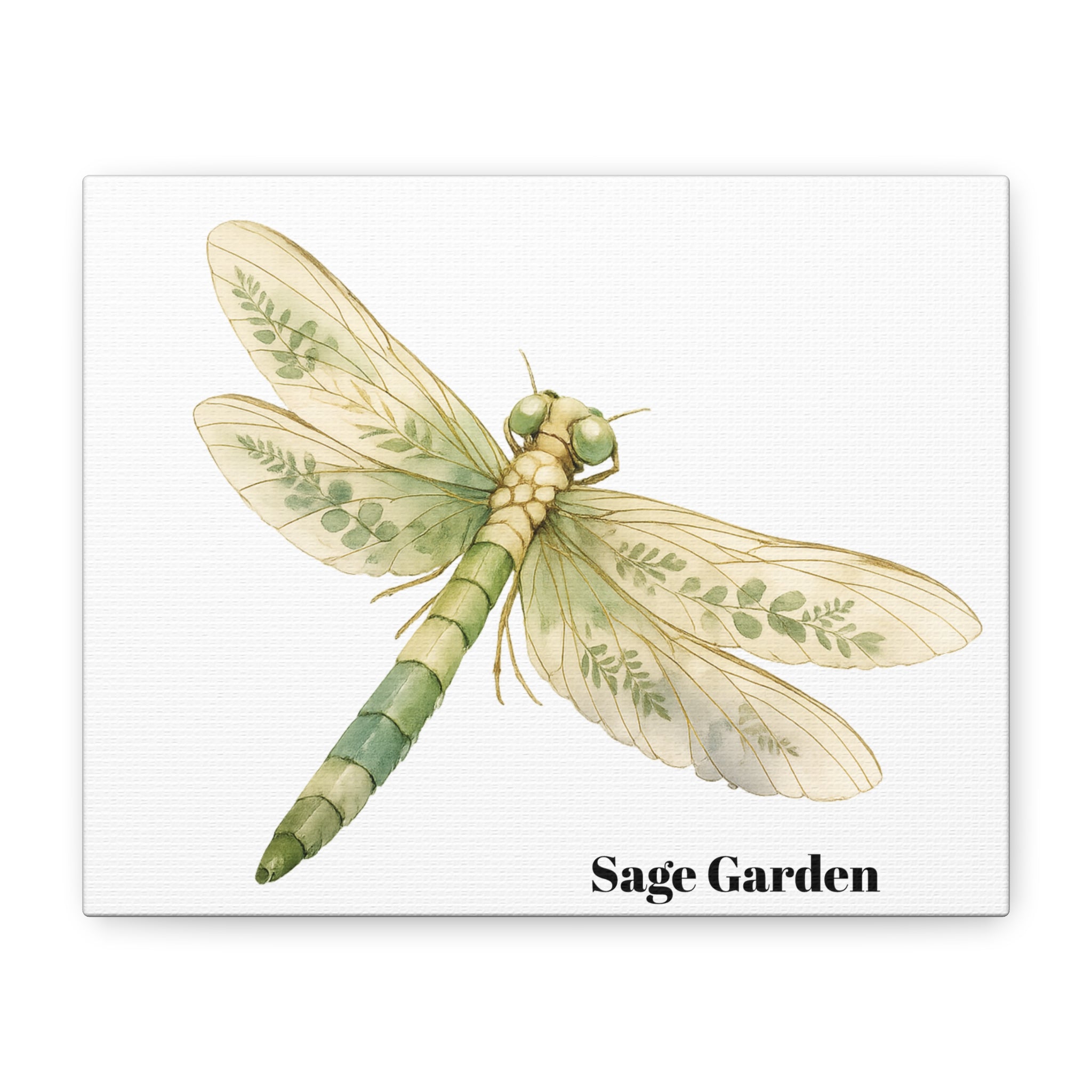 Sage Garden Dragonfly Canvas Print — Botanical Wall Art