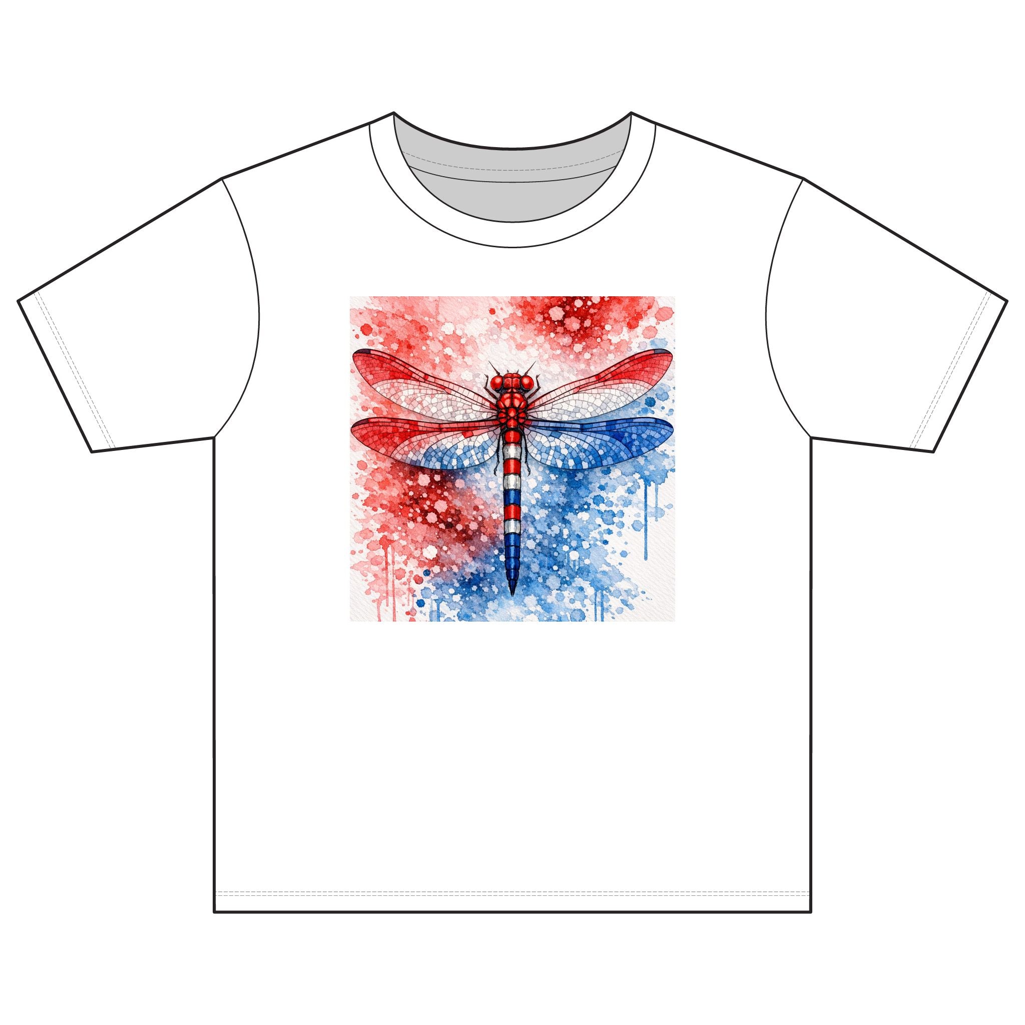 Patriotic Dragonfly Youth Tee — Red, White & Blue Watercolor Tee for Kids (Fourth of July)