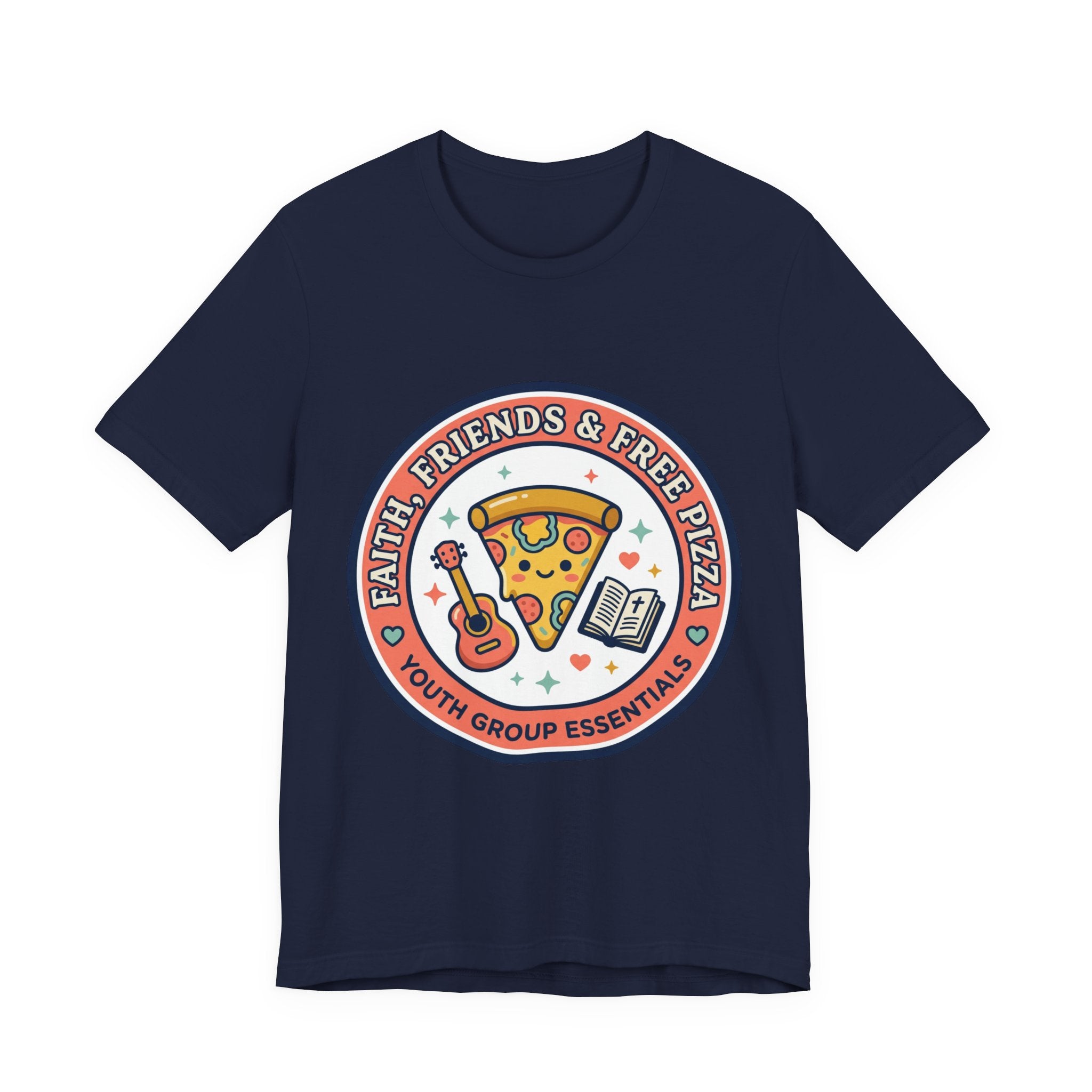 Faith, Friends & Free Pizza Tee | Christian memes, church camp retro tee
