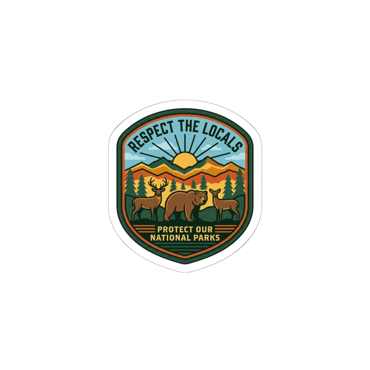 Respect the Locals Protect Our National Parks Sticker | vintage souvenir, hiking
