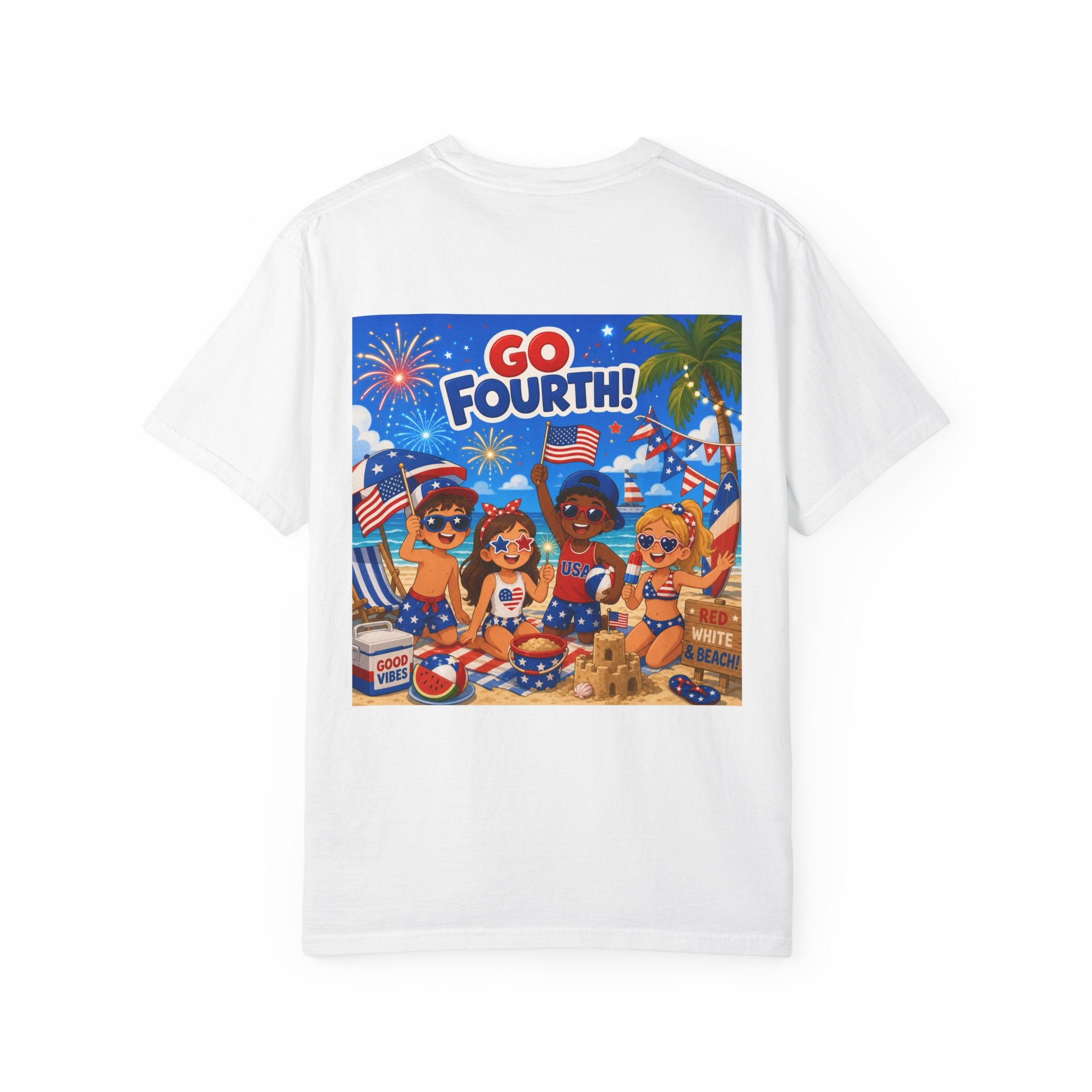 Fourth of July Beach Party T-Shirt — "Go Fourth!" Patriotic Summer Tee