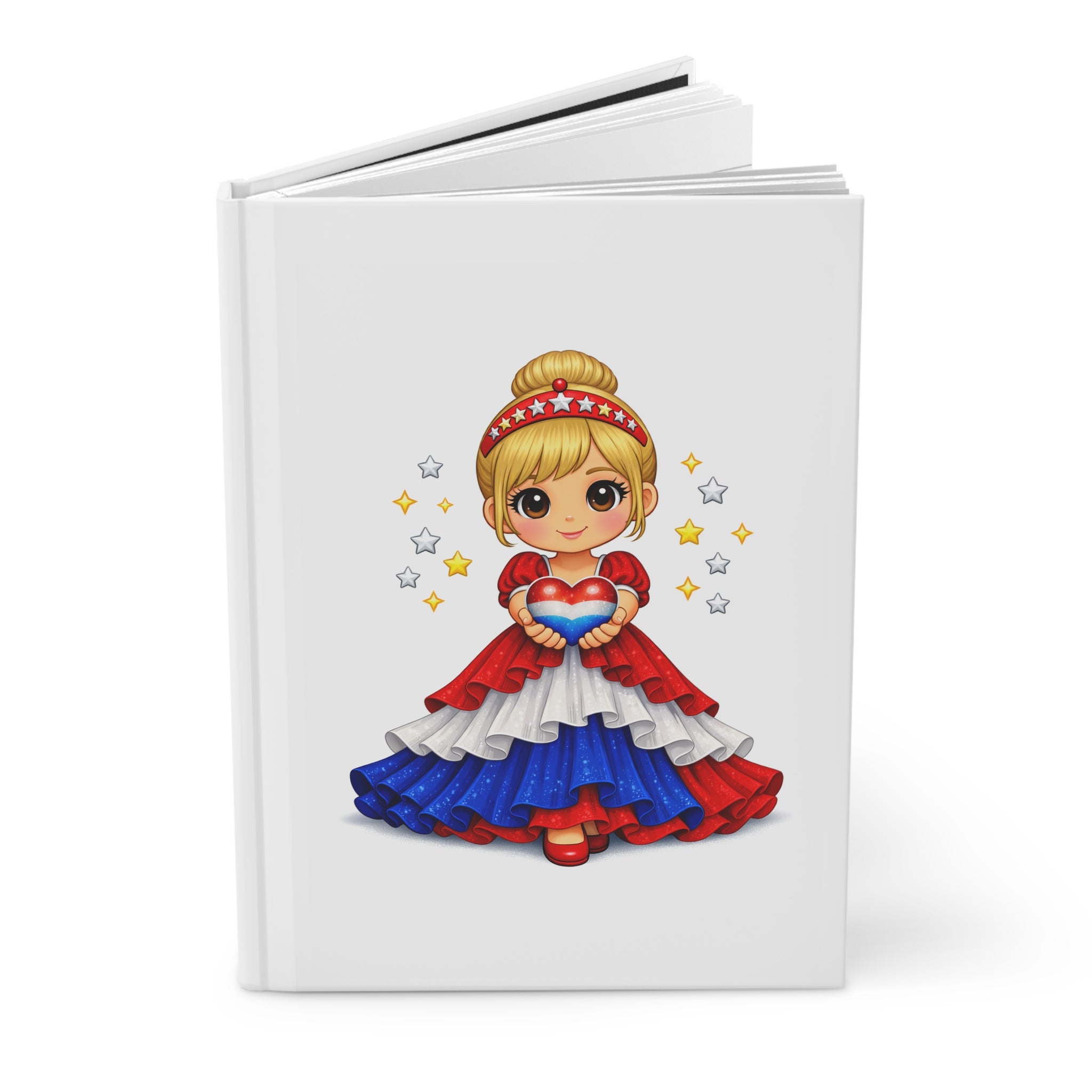Patriotic Girl Hardcover Journal — Red White Blue USA Stars Notebook