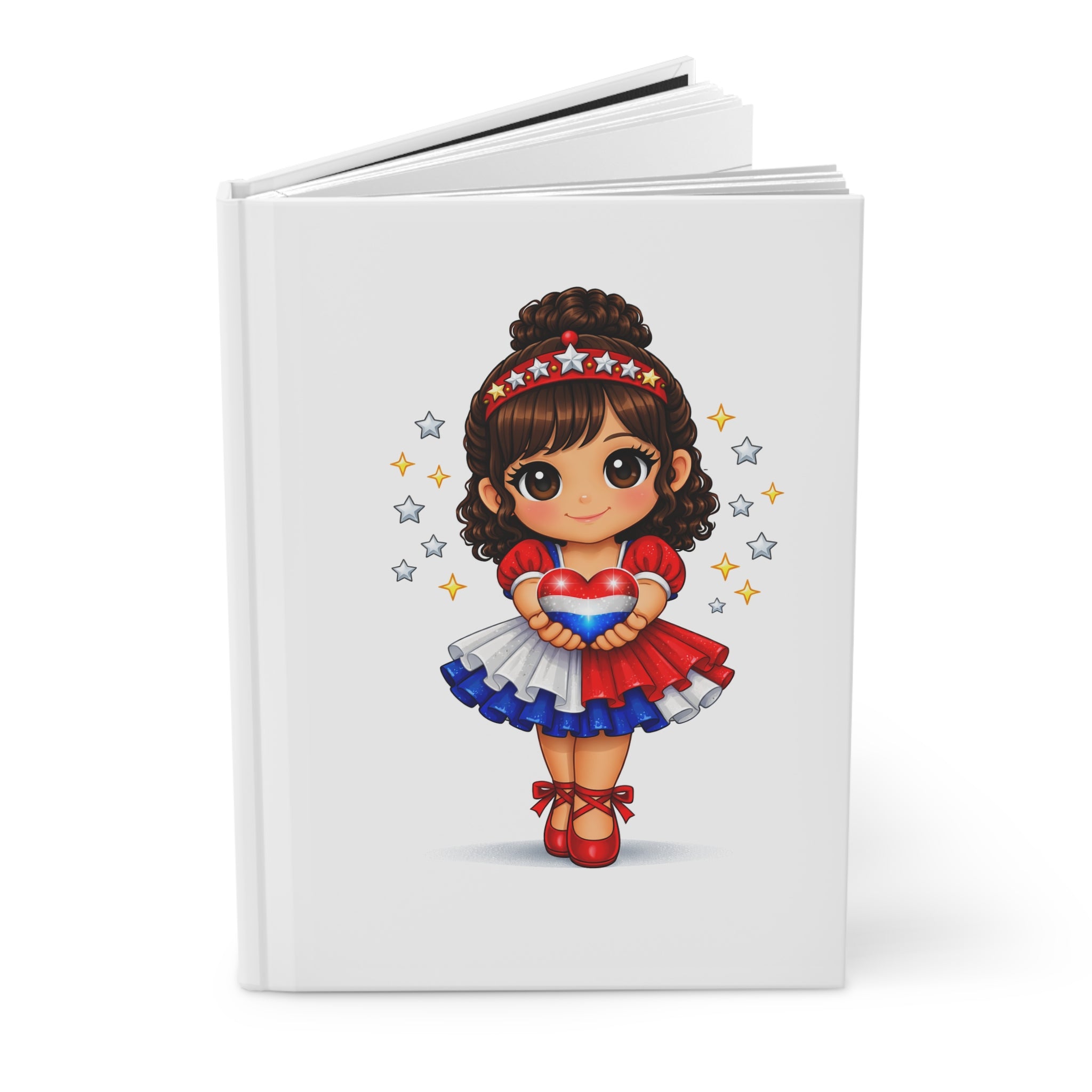 Patriotic Girl Hardcover Journal — Cute Red White Blue Heart Keepsake