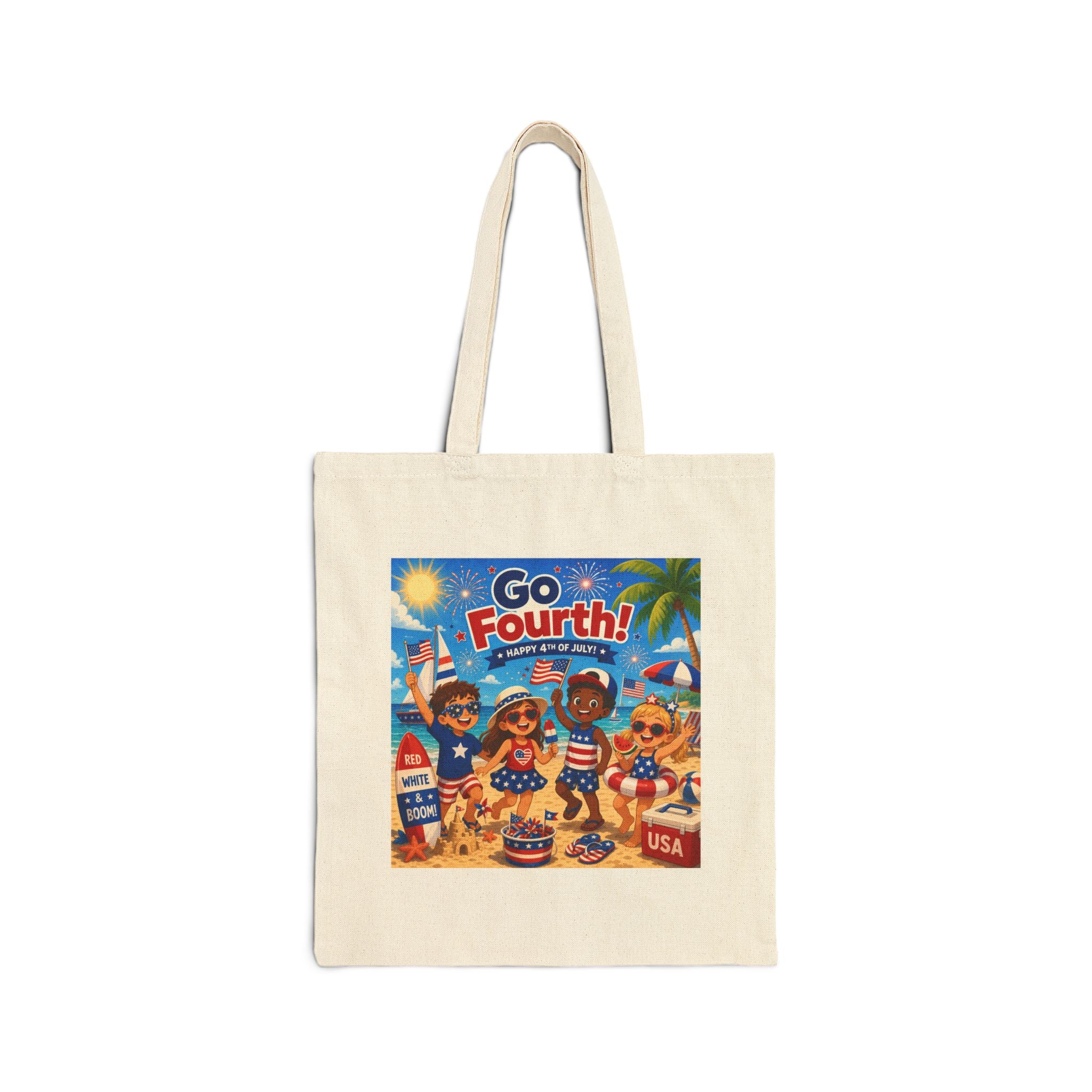 Go Fourth! Patriotic 4th of July Canvas Tote Bag