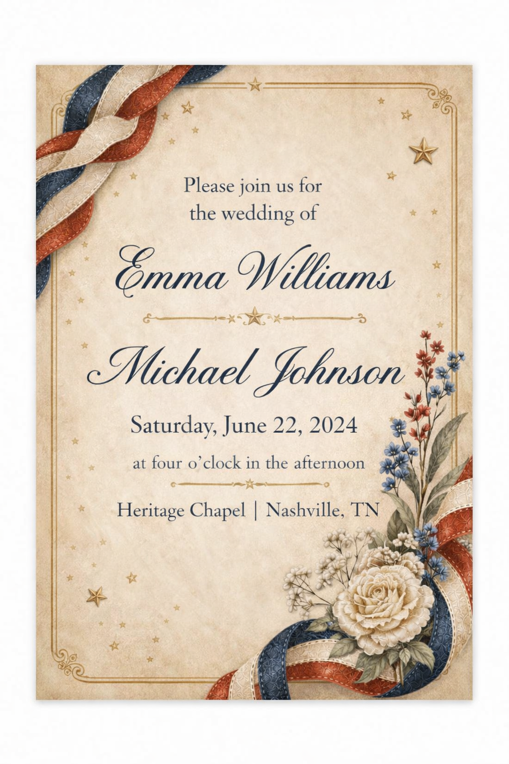 Vintage Americana Wedding Invitation Suite